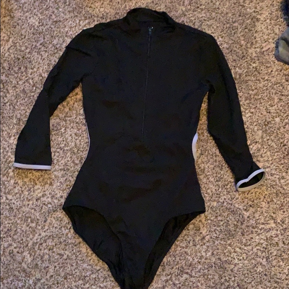 Half zip quarter sleeve open back Mariia leotard
